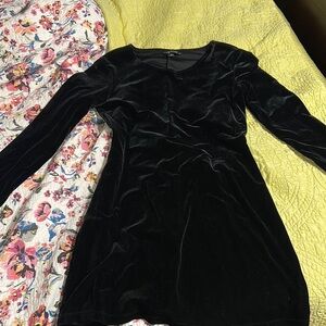 Elegant Black Velour Dress